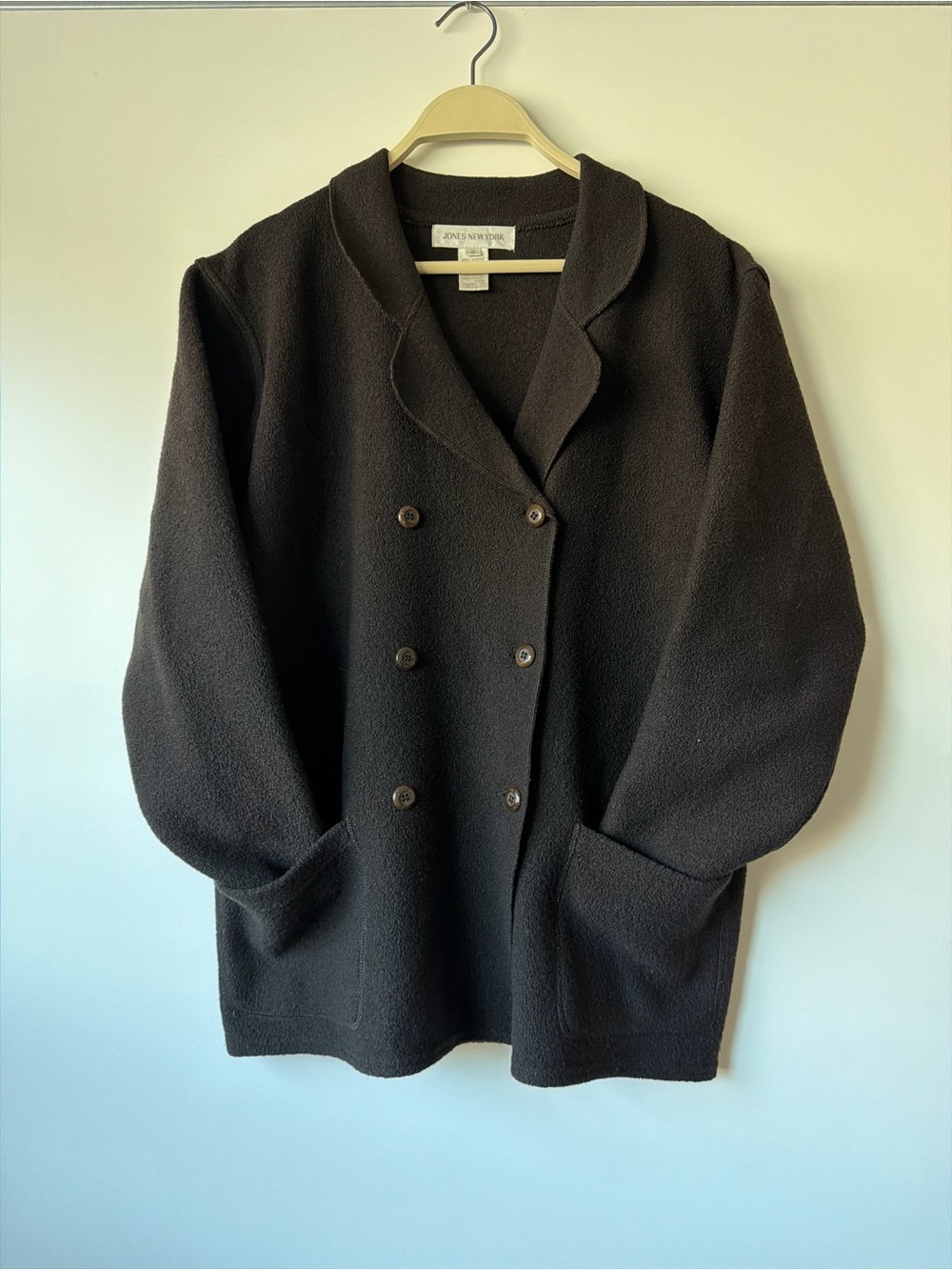 Jones New York Women's Double-Breasted dark brown cardigan